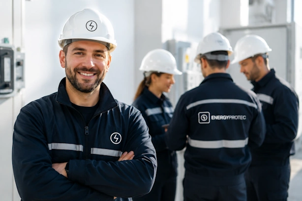 Equipa técnica EnergyProtec em contexto de projeto e obra